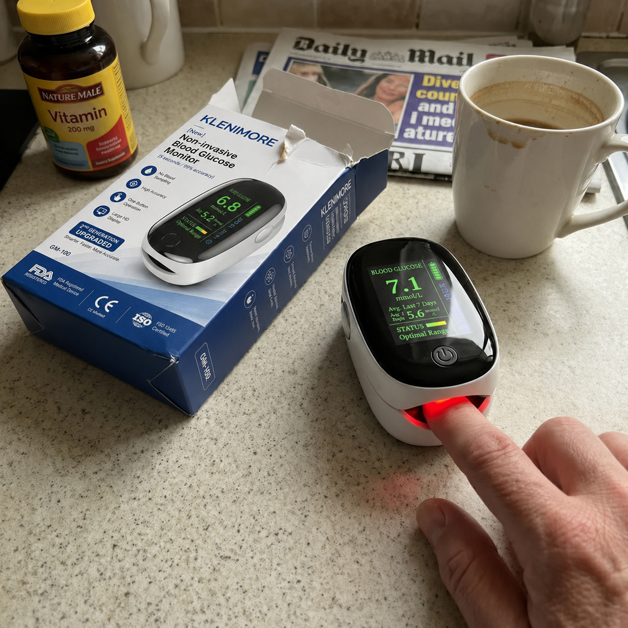 12-in-1 wellness monitor used during a morning routine